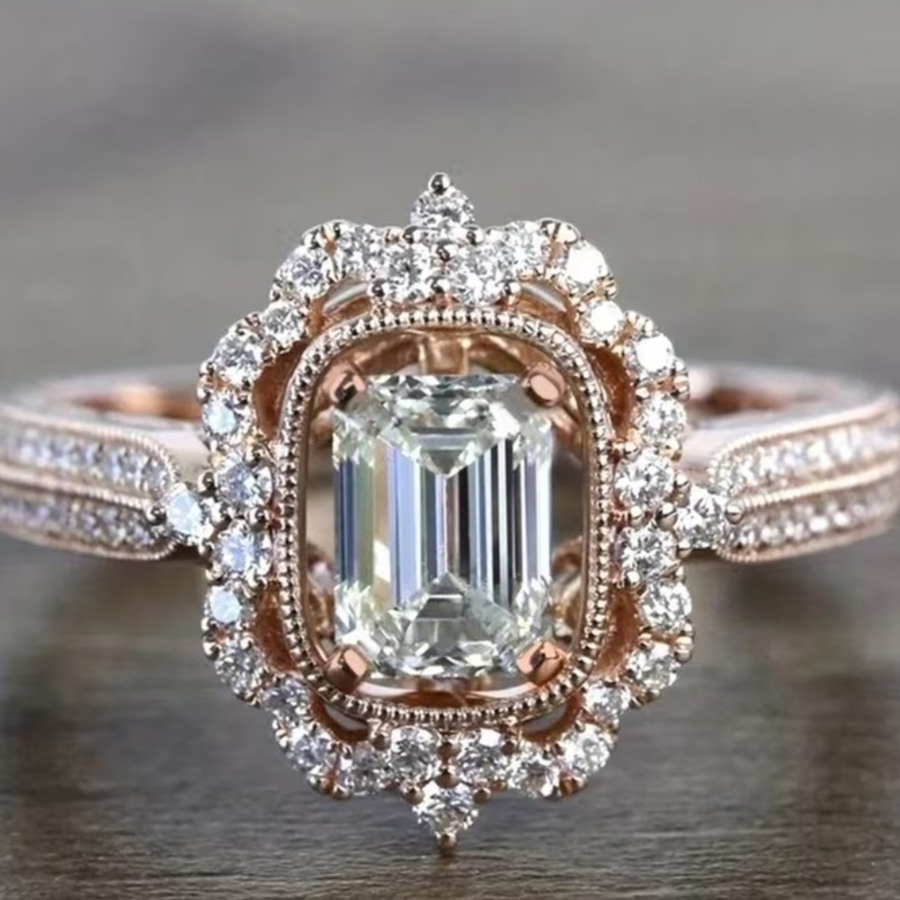 Elegant Rose Gold and Silver Diamond Ring